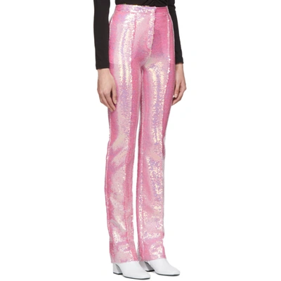Shop Rabanne Pink Sequin Trousers In P690 Pink I