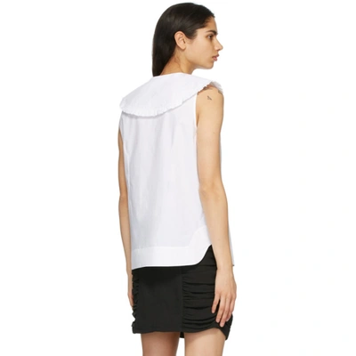 Shop Ganni White Poplin Sleeveless Shirt In 151 White