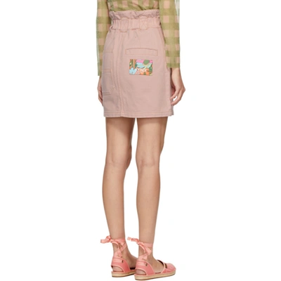 Shop Fendi Pink Denim Button-up Miniskirt In F052z Pink