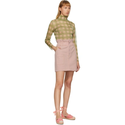 Shop Fendi Pink Denim Button-up Miniskirt In F052z Pink