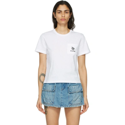 Shop Red Valentino White Flower Pocket T-shirt In 001 Optical White