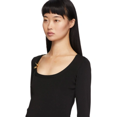 Shop Versace Black Knit Safety Pin Pullover In A1008 Black
