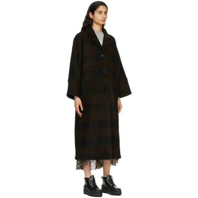 Shop Ganni Brown Wool Oversized Coat In 099 Black