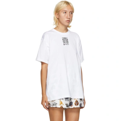 Shop Burberry White Carrick Zebra Eyes T-shirt In A1464 White