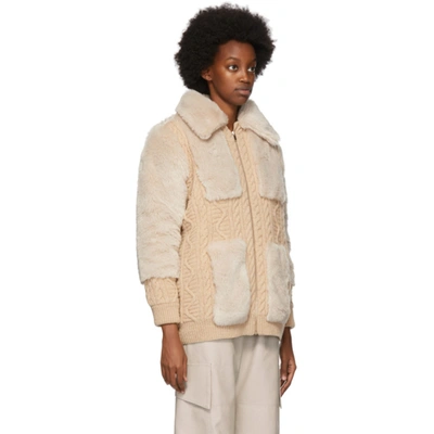 Shop Stella Mccartney Beige Faux Fur Zip Up Sweater In 9963 Ltfawn