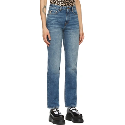 Shop Ganni Blue High-waisted Straight Jeans In 630 Denim
