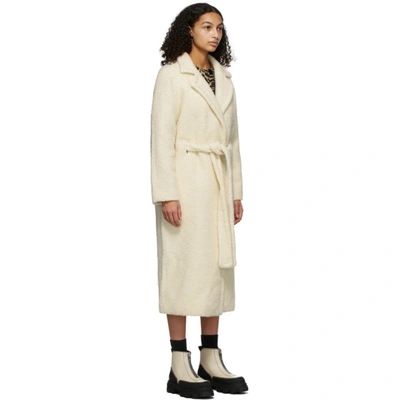 Shop Ganni Off-white Wool Bouclé Wrap Coat In 135 Egret