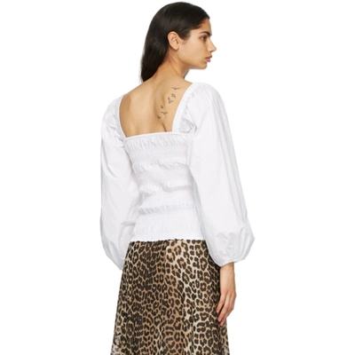 Shop Ganni White Smock Blouse In 151 White