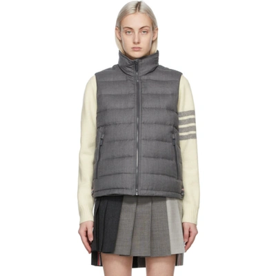 Shop Thom Browne Grey Down Super 120s Funnel Neck Vest In 035 Mdgry