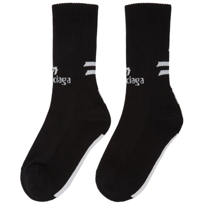 Shop Balenciaga Black Sponsor Socks In 1077 Blk/wh