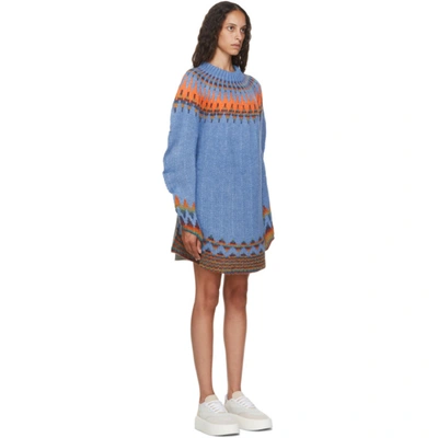 Shop Mm6 Maison Margiela Blue And Grey Fair Isle Dress In 001f L Blu