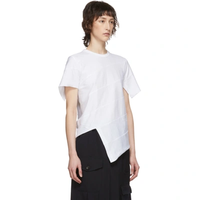 Shop Comme Des Garçons Comme Des Garçons Comme Des Garcons Comme Des Garcons White Diagonal Stitch T-shirt In 3 White