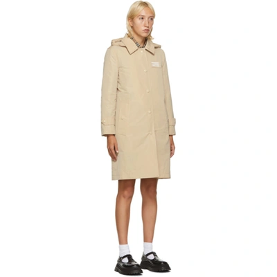 Shop Burberry Beige Detachable Hood Trench Coat In A7727 Beige