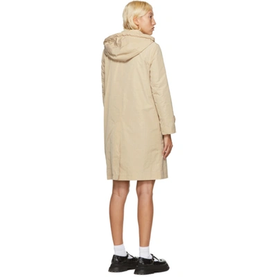 Shop Burberry Beige Detachable Hood Trench Coat In A7727 Beige