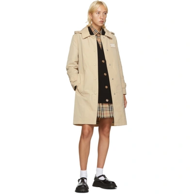 Shop Burberry Beige Detachable Hood Trench Coat In A7727 Beige