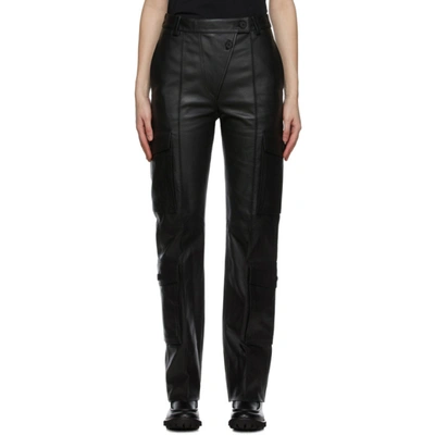 Shop Kenzo Black Leather Cargo Pants In 99 Black
