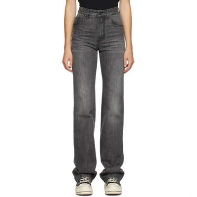 Shop Palm Angels Grey Flared Jeans In Dk Grey