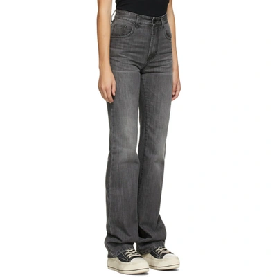 Shop Palm Angels Grey Flared Jeans In Dk Grey