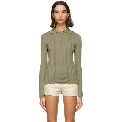 Shop Jacquemus Green Wool 'la Maille Baho' Polo