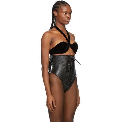 Shop Saint Laurent Black Leather Corset Briefs In 1000 Black