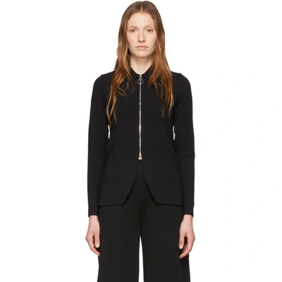 Shop Stella Mccartney Black Compact Knit Zip-up Sweater In 1000 Black