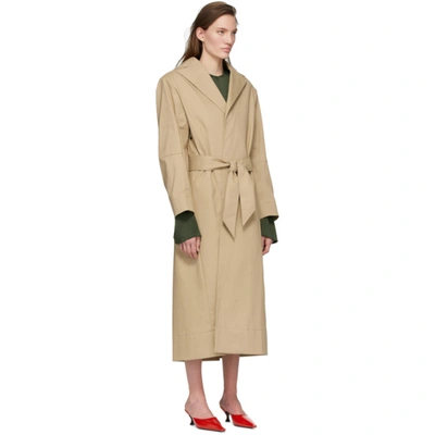 Shop Kwaidan Editions Beige Structural Belted Trench Coat In Sand