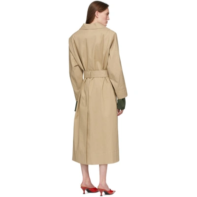 Shop Kwaidan Editions Beige Structural Belted Trench Coat In Sand
