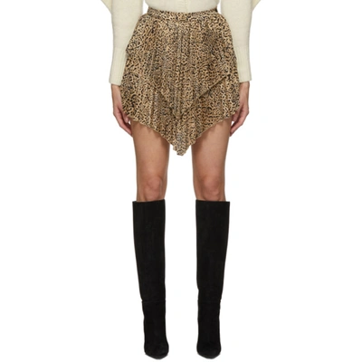 Shop Wandering Beige Leopard Pleated Skirt In 672 Animali