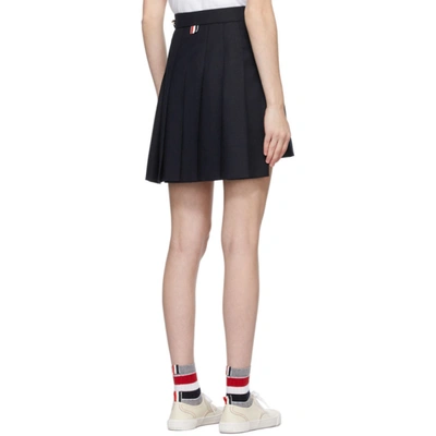Shop Thom Browne Navy Super 120s Dropped Back Pleated Miniskirt In 415 Navy