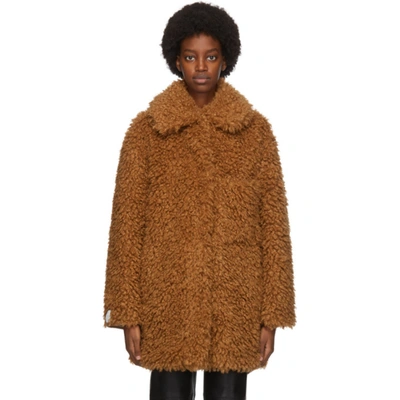Shop Stella Mccartney Brown Fuzzy Josephine Jacket In 5742 Brandy