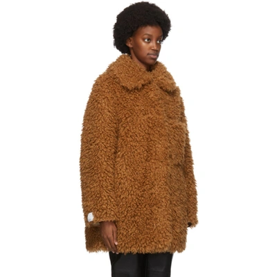 Shop Stella Mccartney Brown Fuzzy Josephine Jacket In 5742 Brandy