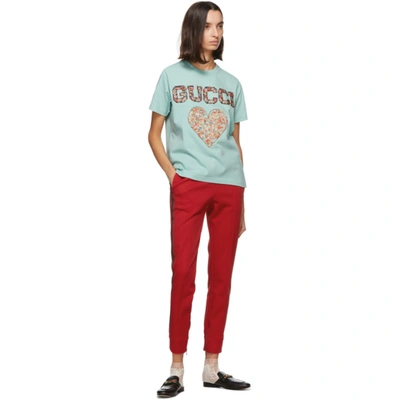 Shop Gucci Blue Liberty London Edition Heart T-shirt In 3464 Sky