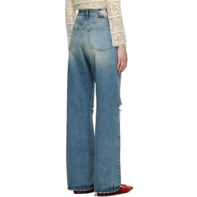Shop Gucci Blue Eco-washed Ripped Jeans In 4011 Blue
