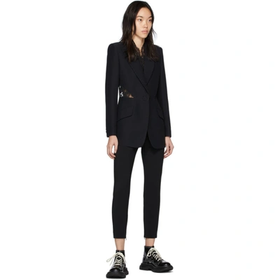 Shop Alexander Mcqueen Black Lace Crepe Blazer In 1000 Black