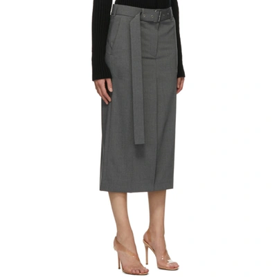Shop Helmut Lang Grey Trouser Skirt In Lt Grey