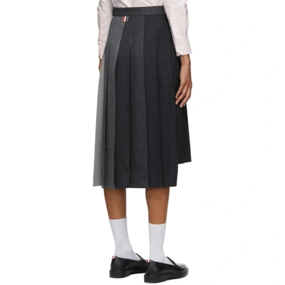 Shop Thom Browne Grey Wool Dropped Back Pleated Skirt In 025 Dark Gr