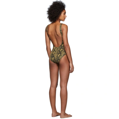 Shop Solid & Striped Black & Gold 'the Anne-marie' One-piece Swimsuit In 4268 Snake