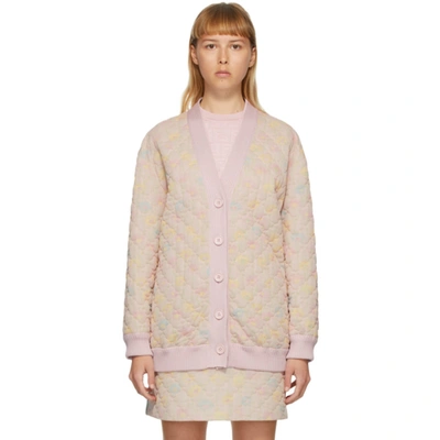 Shop Fendi Pink Quilted Daisies Cardigan In F052z Blue