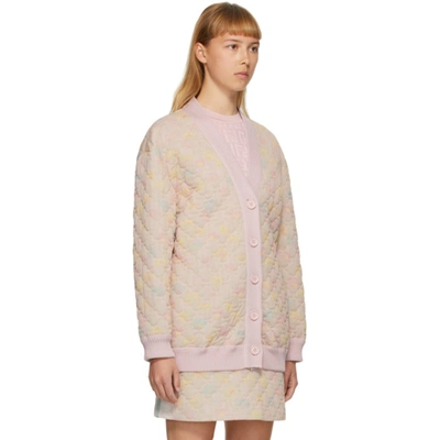 Shop Fendi Pink Quilted Daisies Cardigan In F052z Blue