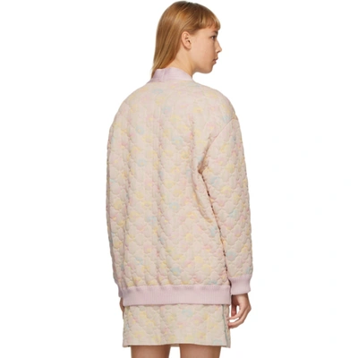Shop Fendi Pink Quilted Daisies Cardigan In F052z Blue