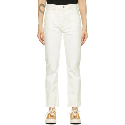 Shop Citizens Of Humanity White Charlotte High-rise Straight Jeans In Porcelain