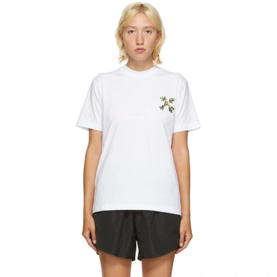 Shop Off-white White Embroidered Mini Arrow T-shirt In White/green