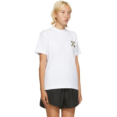 Shop Off-white White Embroidered Mini Arrow T-shirt In White/green
