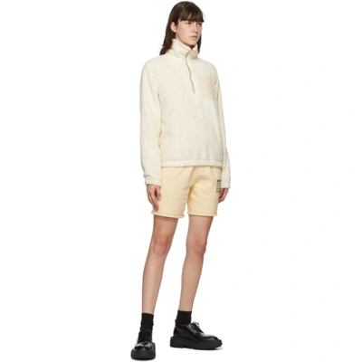 Shop Helmut Lang Off-white Sherpa Half-zip Sweatshirt