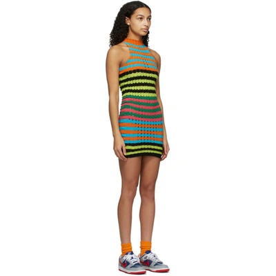 Shop Agr Blue & Orange Striped Punky Dress In Turquoise Multi