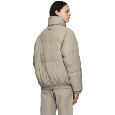 Shop Essentials Grey Nylon Puffer Jacket In Moss