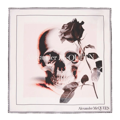 Shop Alexander Mcqueen Off-white And Pink Rose Ghost Bandana In 9260 Ivory/