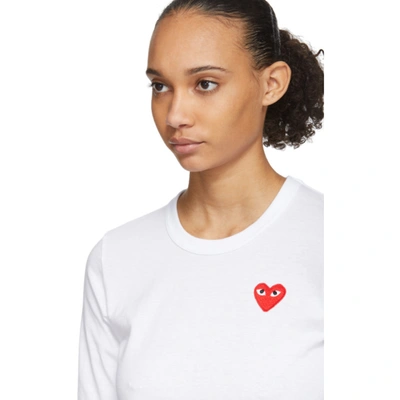 Shop Comme Des Garçons Play White Heart Patch Long Sleeve T-shirt In 2 White