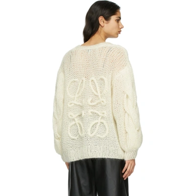 Shop Loewe Off-white Mohair Anagram Sweater