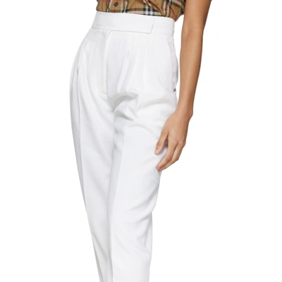 Shop Burberry White Marleigh Trousers In Optic White